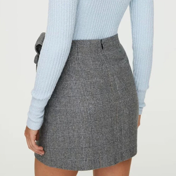 Aritzia Wilfred New Wrap Front Tie Wool Cashmere Blend Skirt Check Plaid Plaid 2 - Picture 4 of 9